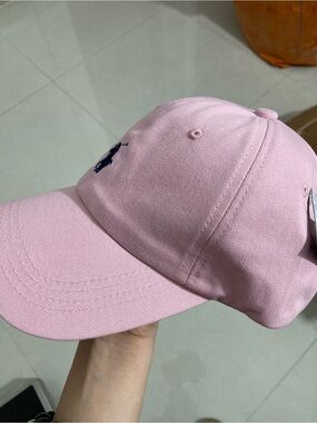 Polo by Ralph Lauren Pink Baseball Cap with Navy Pony-Authentic